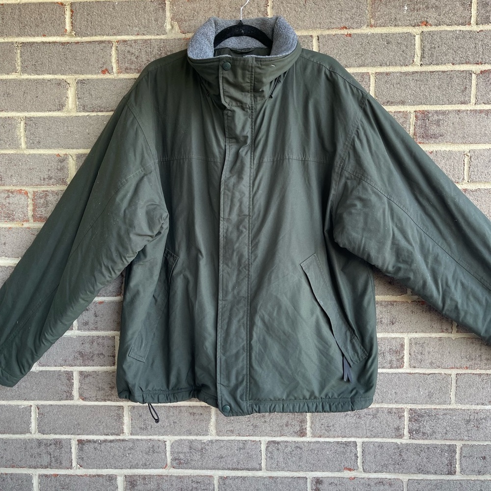 L.L. Bean Forest Green Puffer Jacket with Charcoal Details